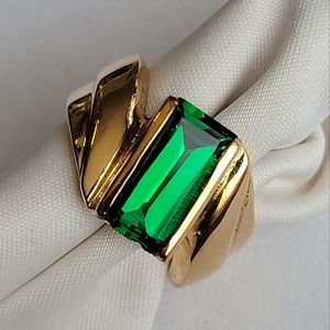 Vintage DAC 14k GE Gold and Emerald Green Gem Deborah Armstrong Co Ring